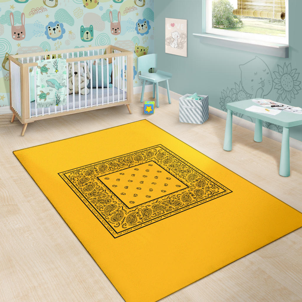 Gold and Black Bandana Area Rugs - Minimal