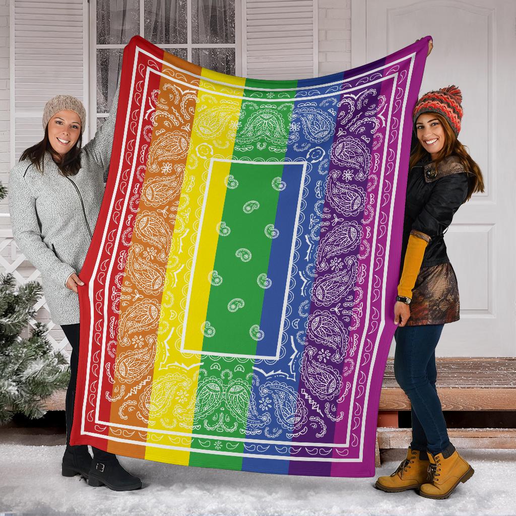 Rainbow with White Bandana Fleece Throw
