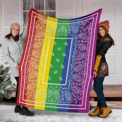Rainbow with White Bandana Fleece Throw