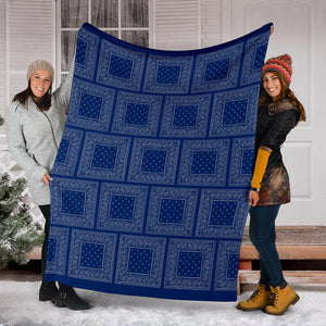 Blue and Gray Bandana Patch Throw Blanket