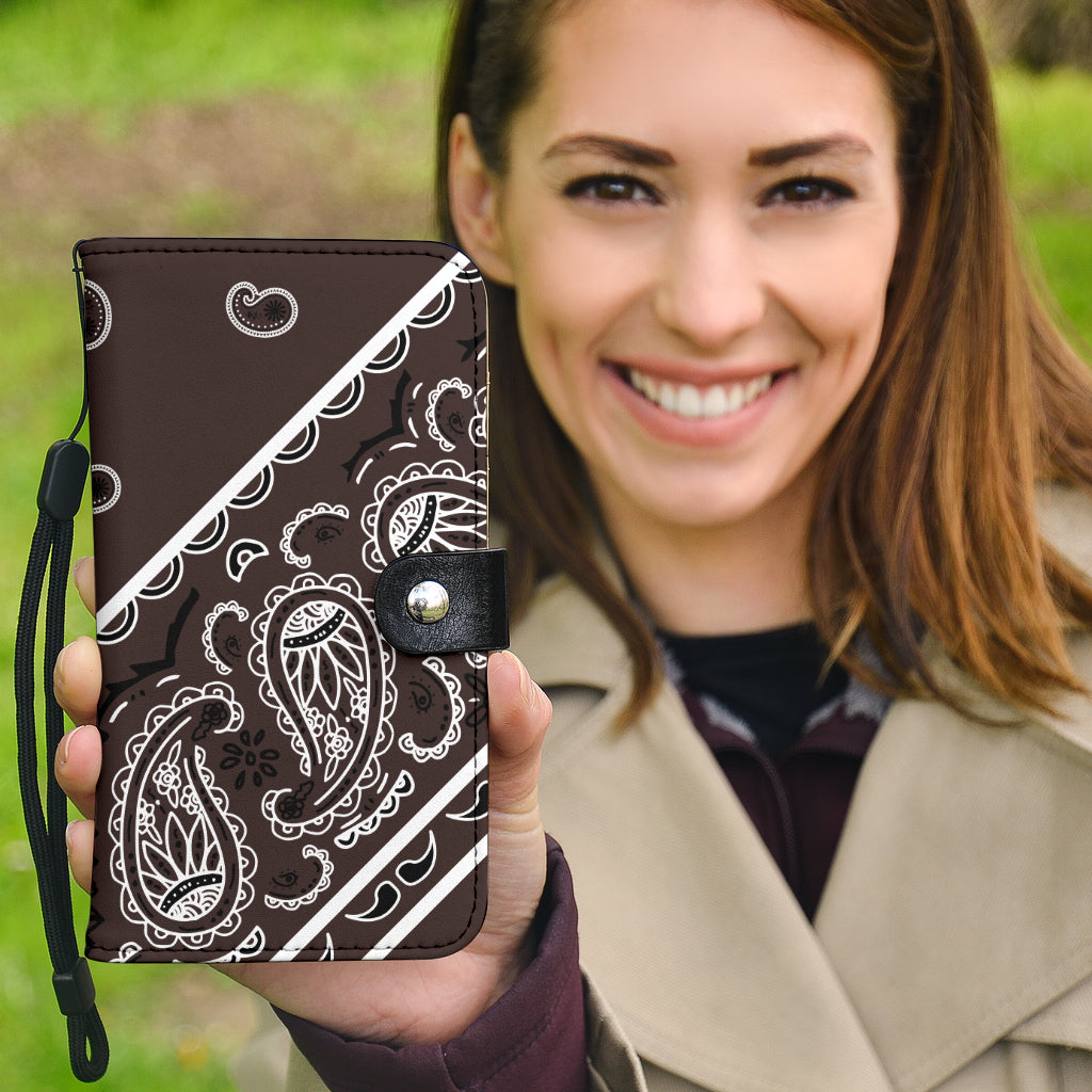 Brown  bandana print phone case wallets 