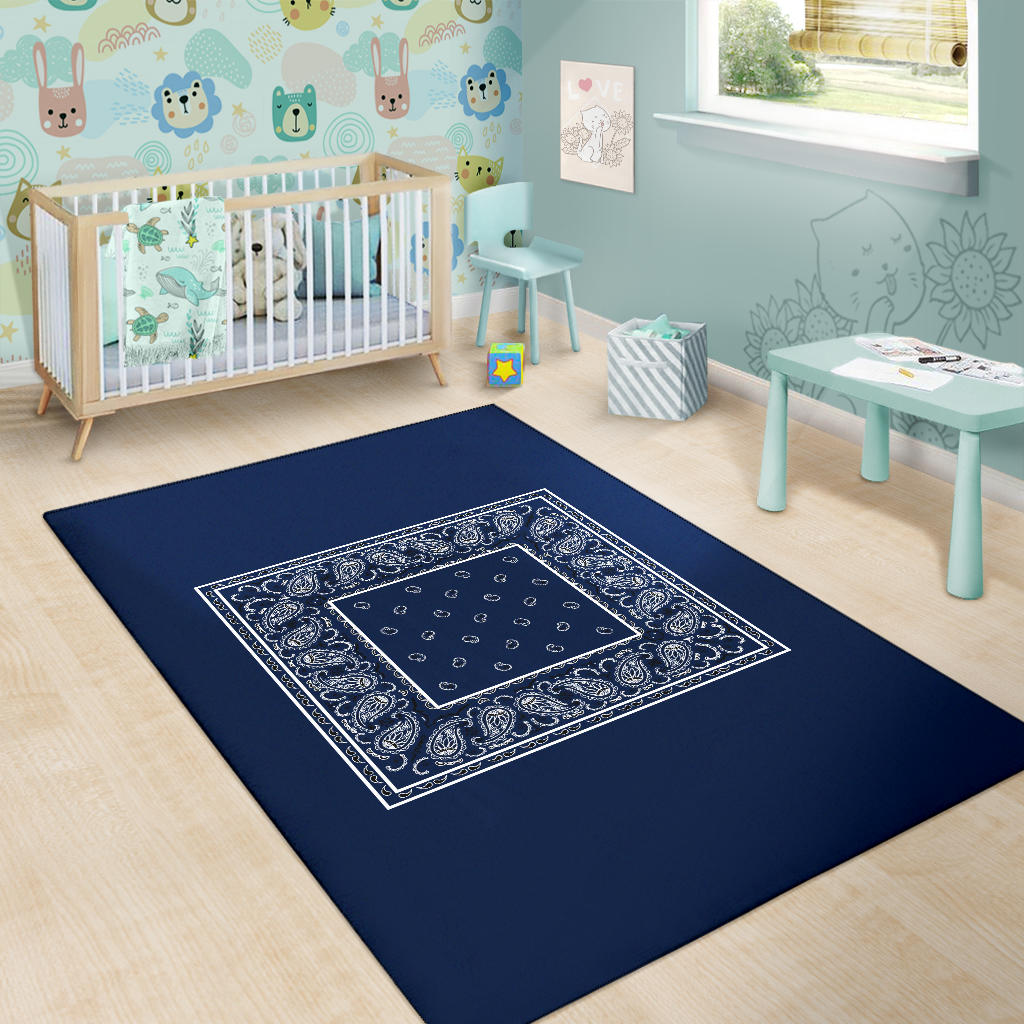 Navy Blue Bandana Area Rugs - Minimal