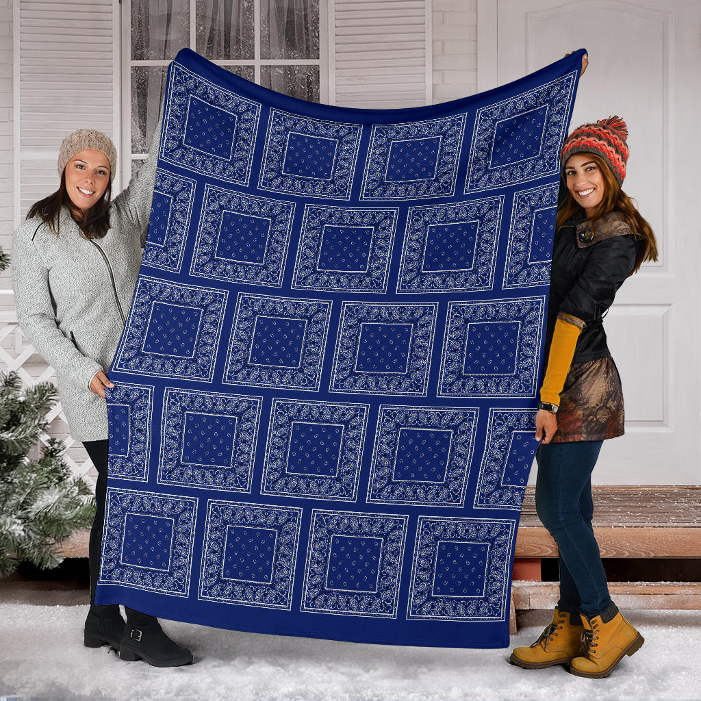 Royal Blue Bandana Fleece Throw Blankets