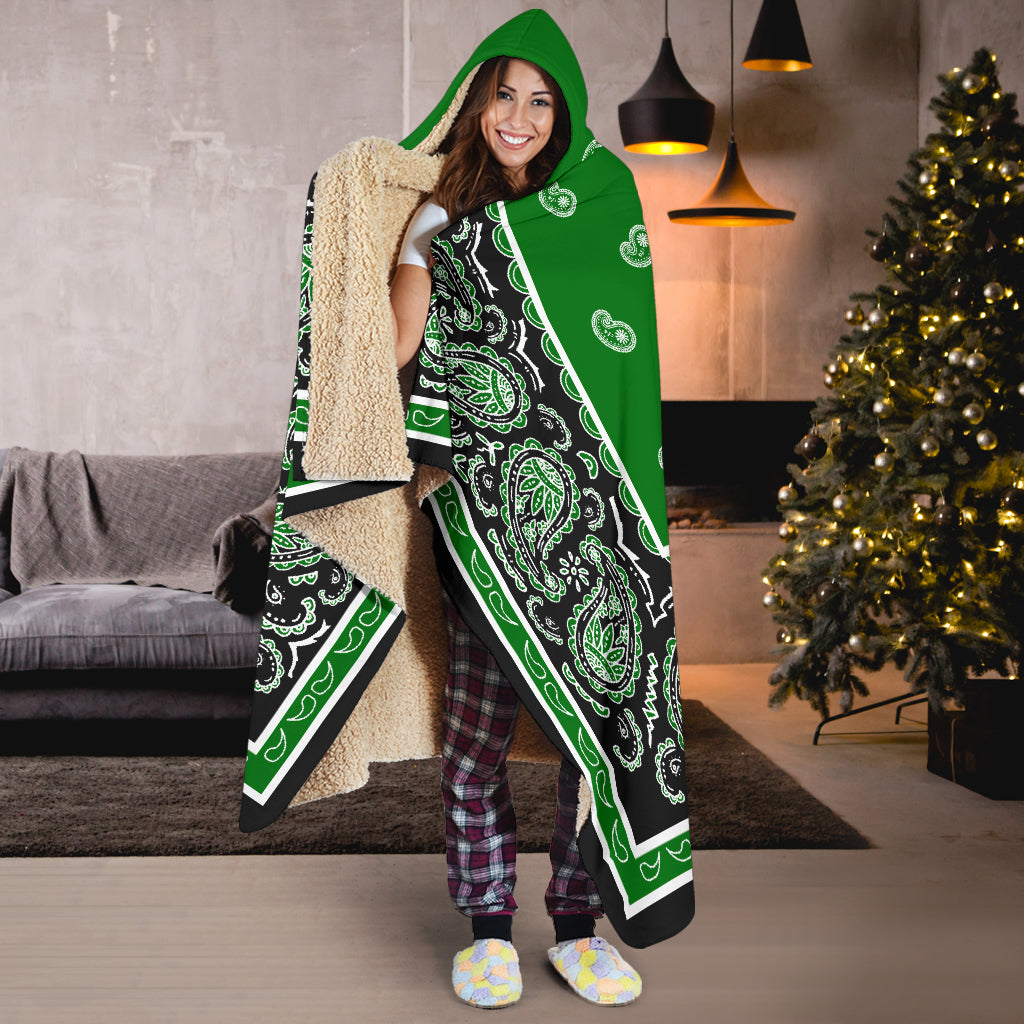 Green and Black Hooded Blankets