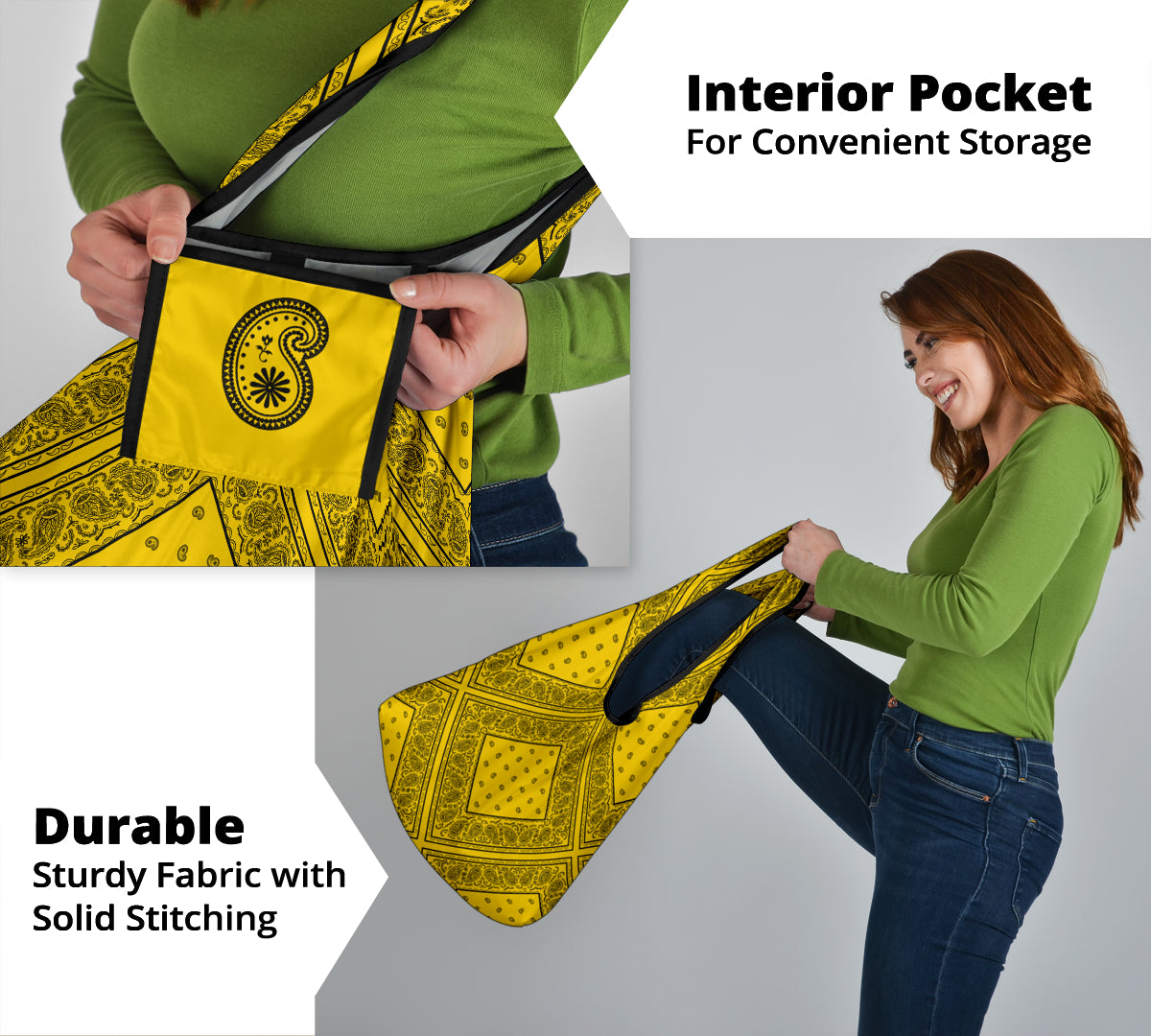 Gold and Black Bandana Reusable Grocery Bag 3-Pack