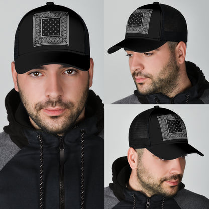 black bandana print ball cap