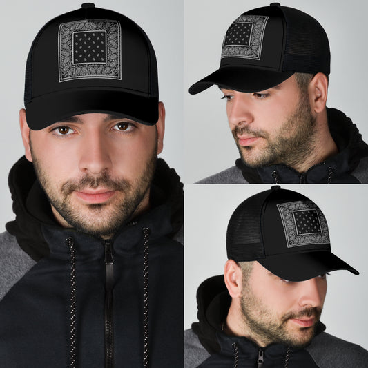 black bandana print ball cap