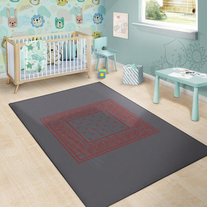 Gray and Red Bandana Area Rugs - Minimal