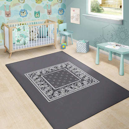 Classic Gray Bandana Area Rugs - Minimal