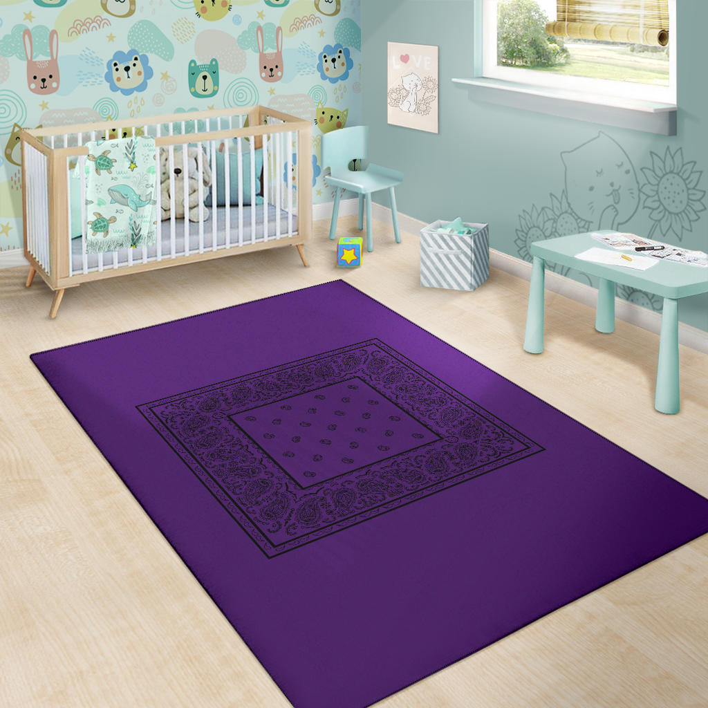 Purple and Black Bandana Area Rugs - Minimal