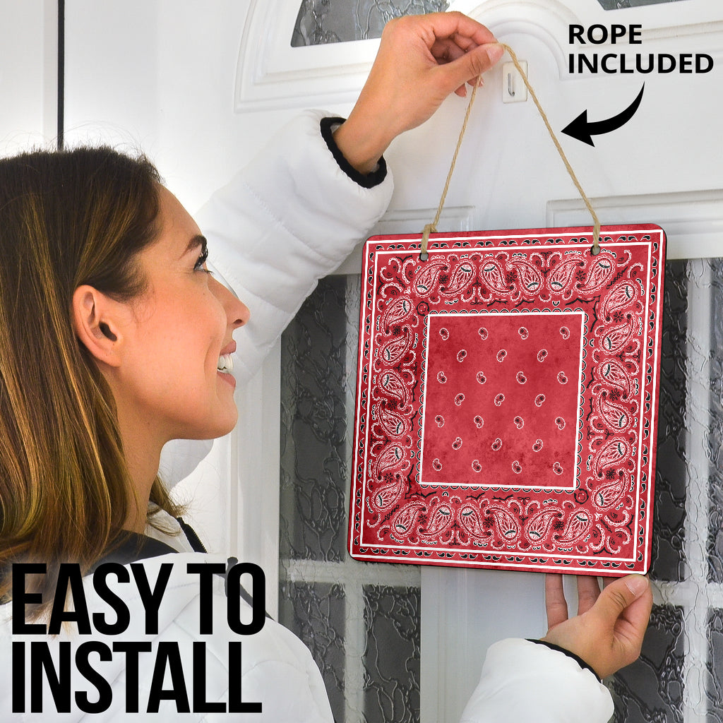 Red Denim Bandana Door Signs