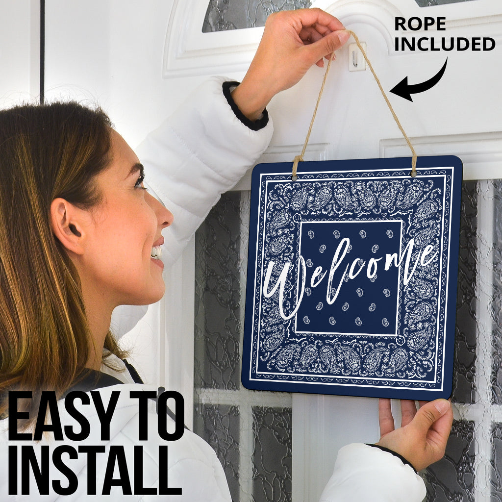 Navy Blue and White Bandana Door Signs