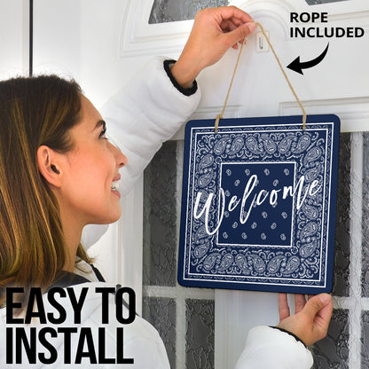 Navy Blue and White Bandana Door Signs