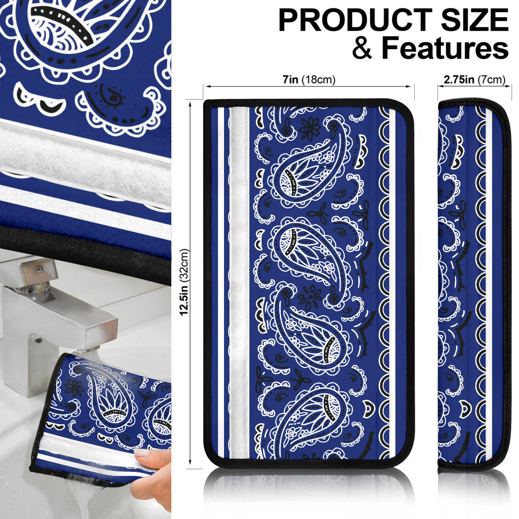 Royal Blue Bandana Seat Belt Covers - 3 Styles