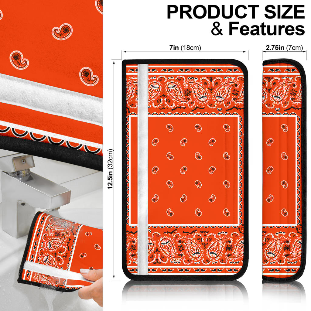 Perfect Orange Bandana Seat Belt Covers - 3 Styles