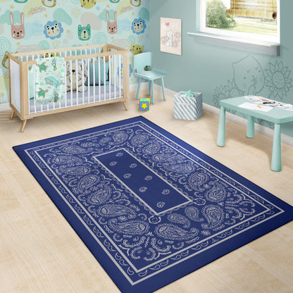 Blue and Gray Bandana Area Rugs - Fitted