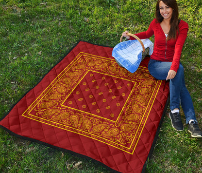 Quilt - Red and Gold Bandana Quilt