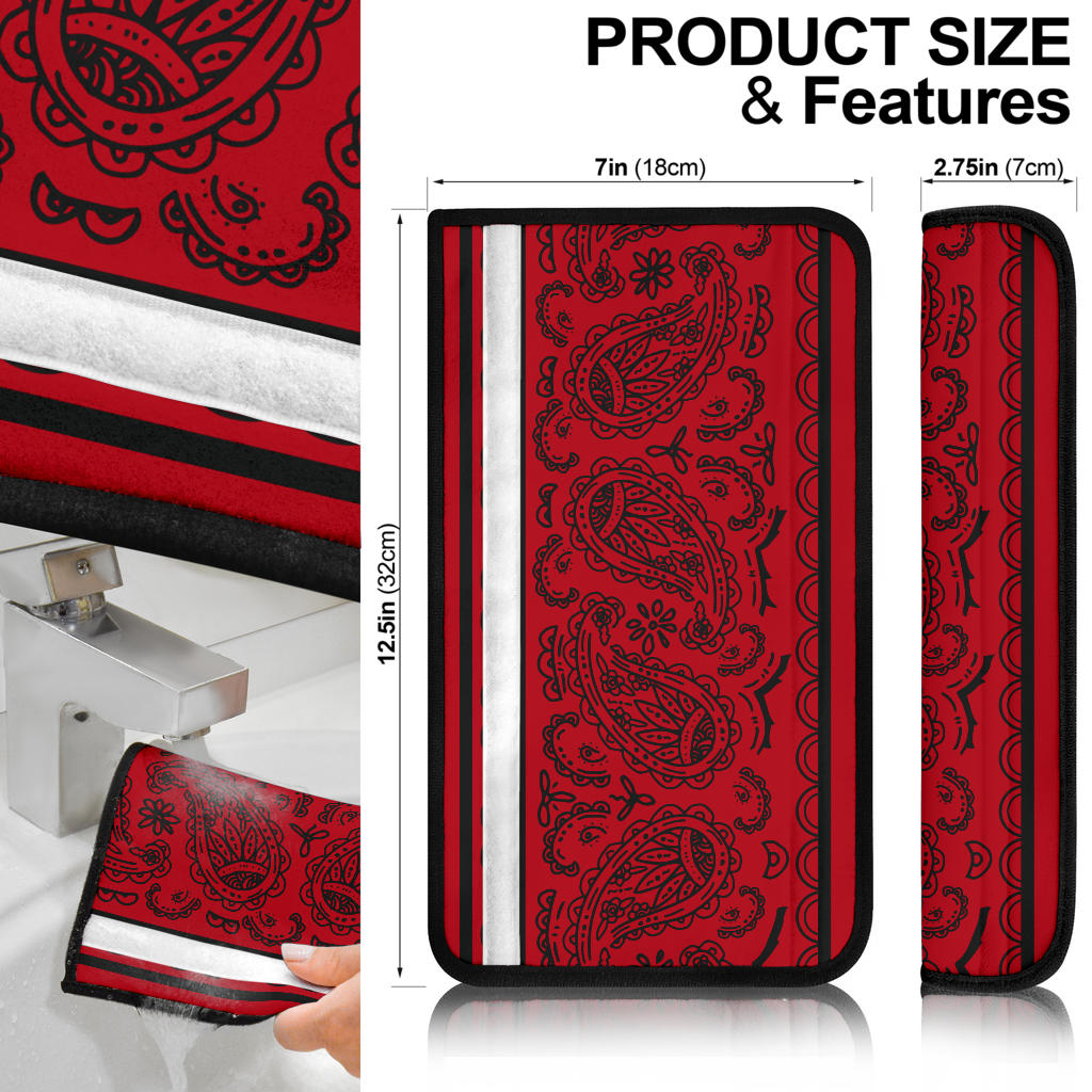 Red and Black Bandana Seat Belt Covers - 3 Styles