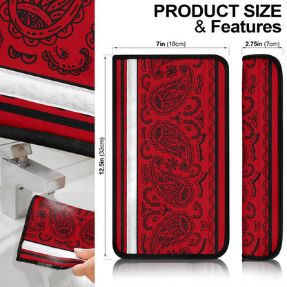 Red and Black Bandana Seat Belt Covers - 3 Styles