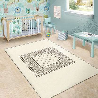Cream and Brown Bandana Area Rugs - Minimal