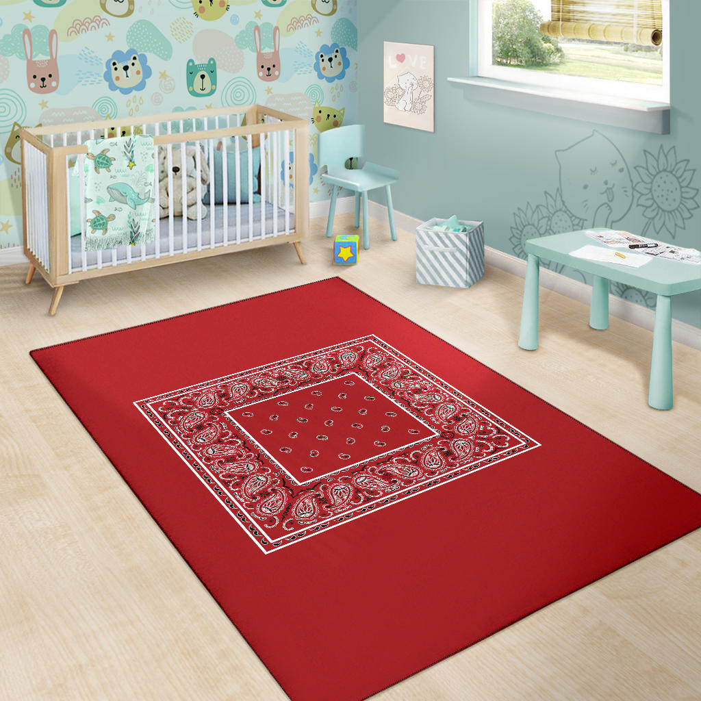 Classic Red Bandana Area Rugs - Minimal