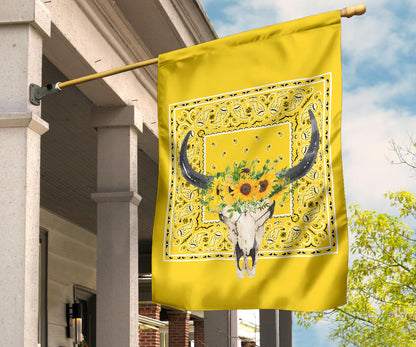 Sunflower Bull Skull Home and Garden Flags