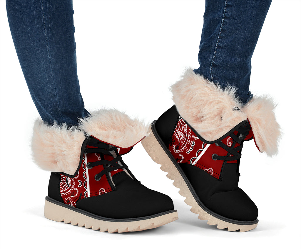 Maroon Bandana Women's Winter Boots