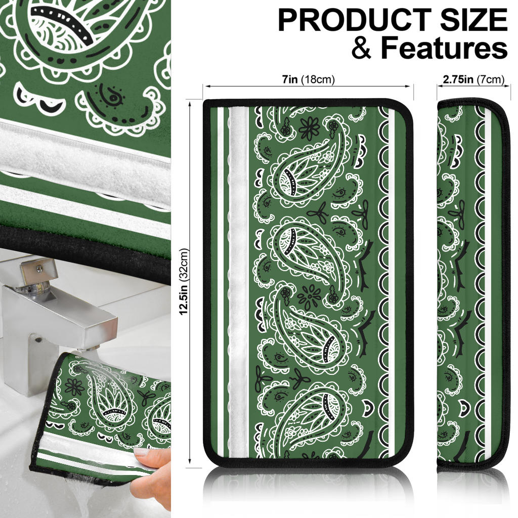 Classic Green Bandana Seat Belt Covers - 3 Styles