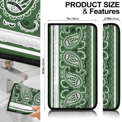 Classic Green Bandana Seat Belt Covers - 3 Styles