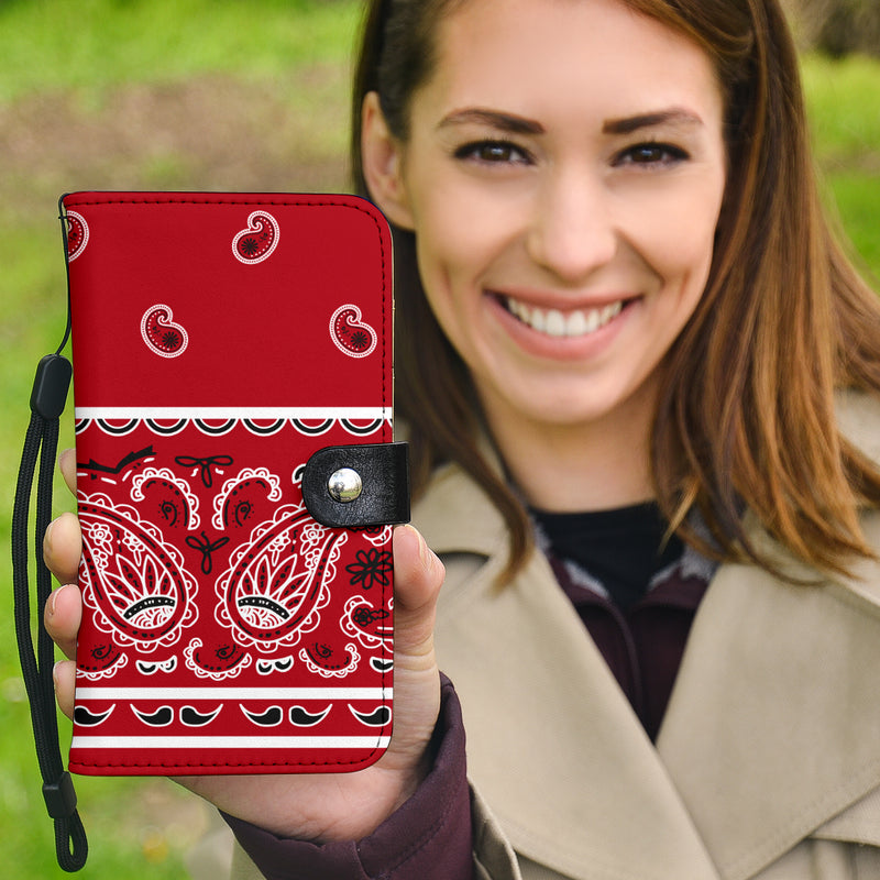 Red bandana print phone case wallet