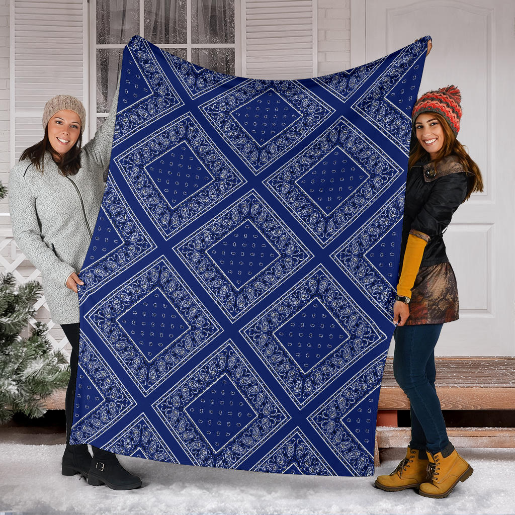 Royal Blue Bandana Fleece Throw Blanket