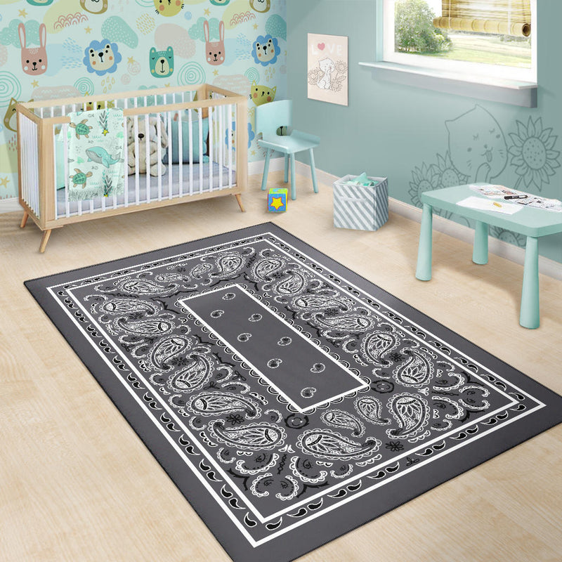 Classic Gray Bandana Area Rugs - Fitted