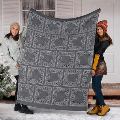 Gray Bandana Fleece Throw Blankets