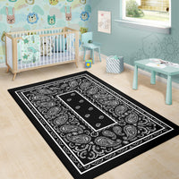 Black Bandana Area Rugs - Fitted
