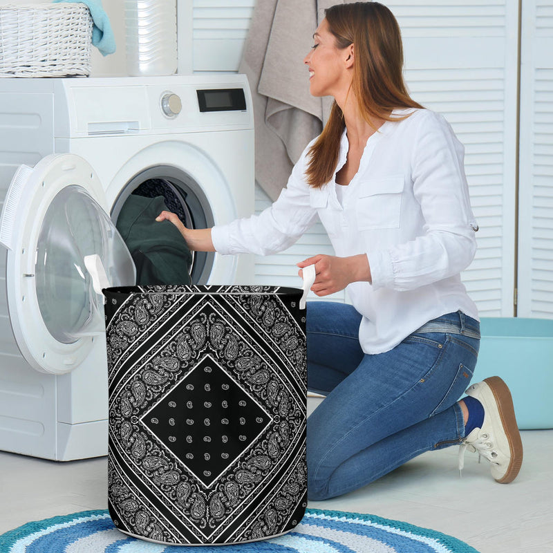 Laundry Hamper - Black and White Bandana
