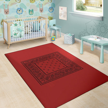 Red with Black Bandana Area Rugs - Minimal