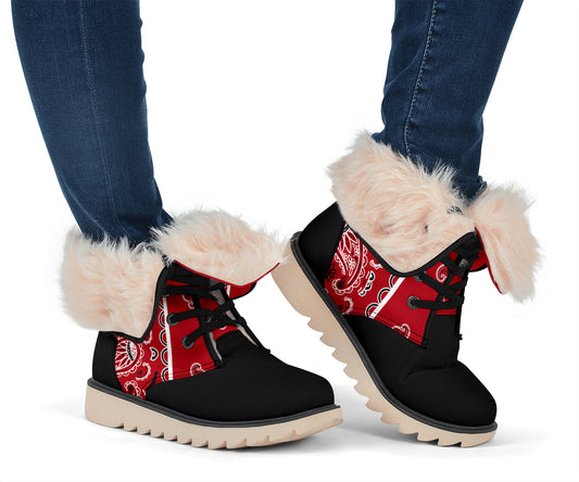 Classic Red Bandana Women's Winter Boots