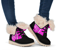 bandana print winter boots in pink