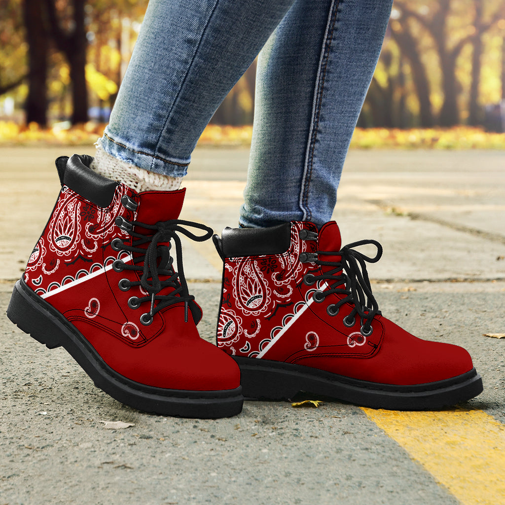 Maroon Red Bandana All Season Boots