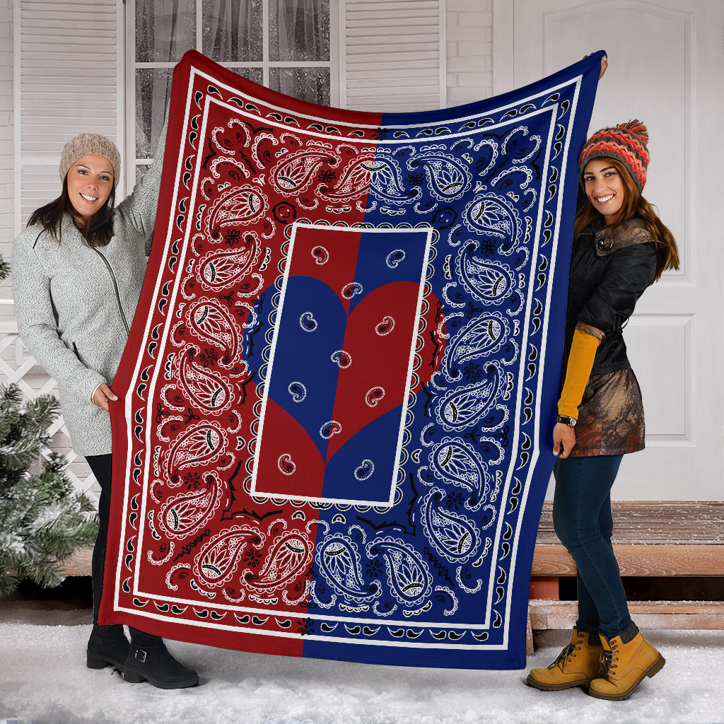 Red and blue bandana Love Throw Blanket