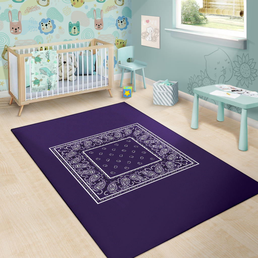 Royal Purple Bandana Area Rugs - Minimal