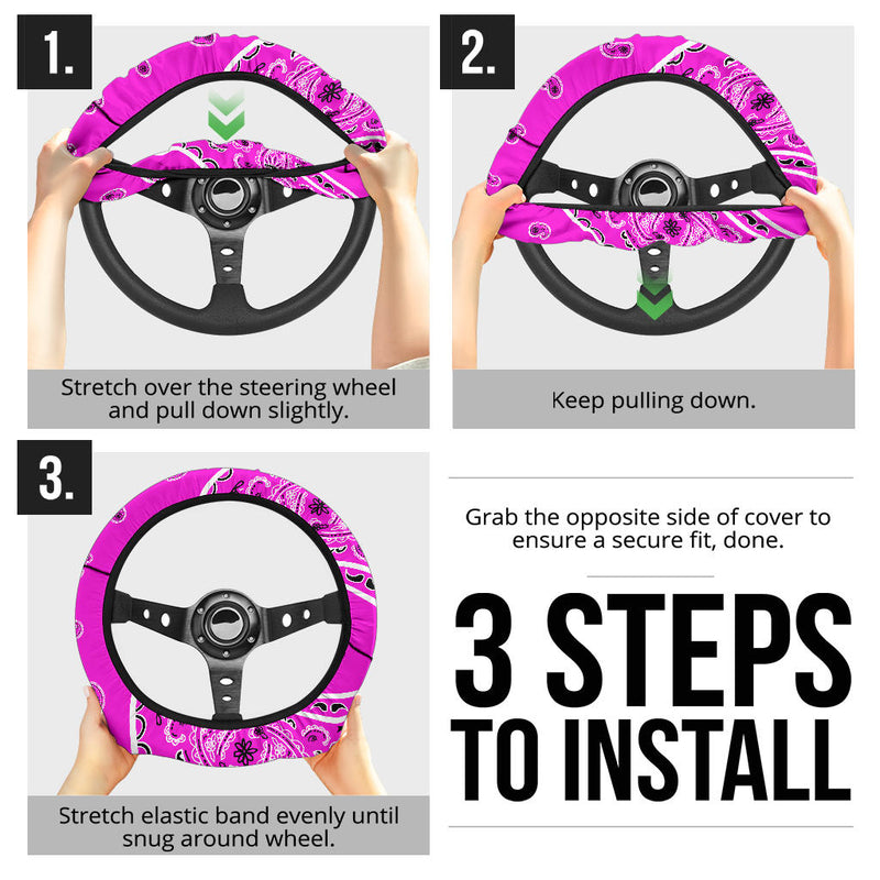 Abruptly Pink Bandana Steering Wheel Covers - 3 Styles