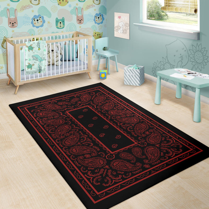 Black and Red Bandana Area Rugs - Fitted