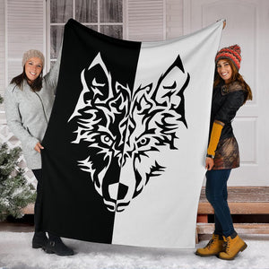 Wolf Tattoo Fleece Throw Blanket