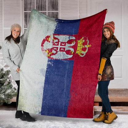 Serbian Flag Fleece Throw Blanket