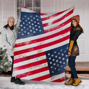 Patriotic American Flag Fleece Throw Blanket