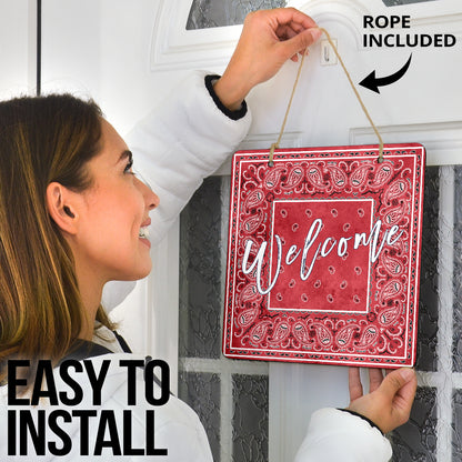 Red Denim Bandana Door Signs