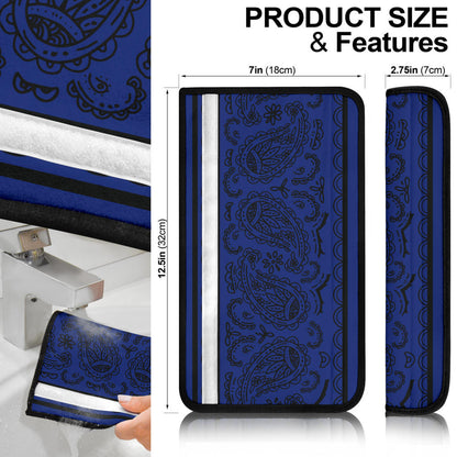 Blue and Black Bandana Seat Belt Covers - 3 Styles