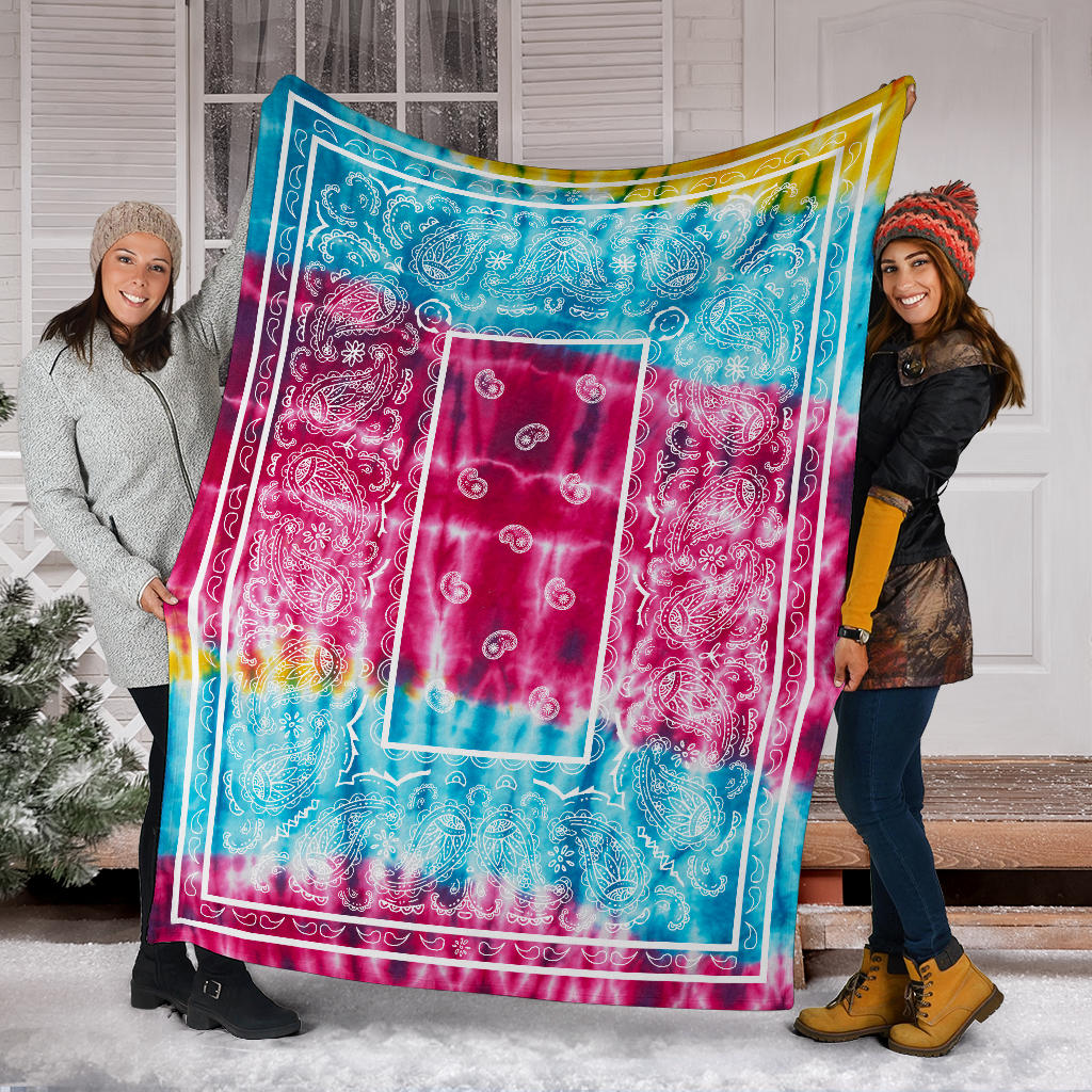 Striped Hippie Tie Dye Bandana Fleece Throw