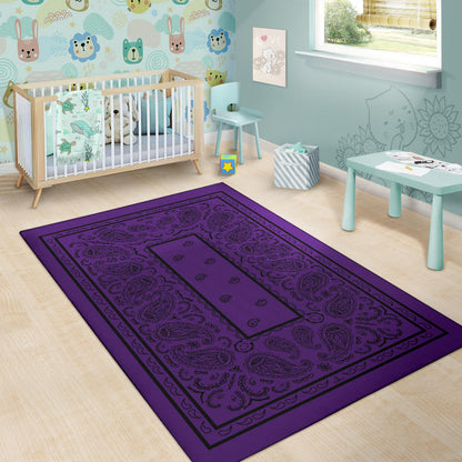 Purple and Black Bandana Area Rugs - Fitted